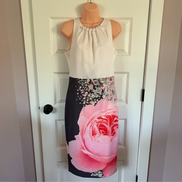 TED BAKER | Rubelle Blenheim Palace Ruched Detail Midi Dress Size 2 - Picture 10 of 10